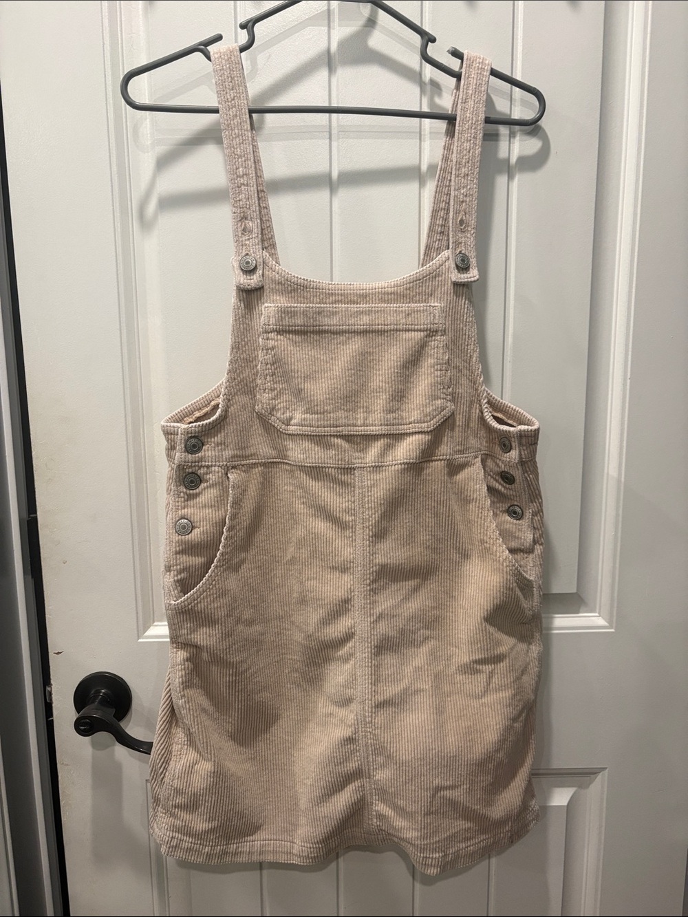 American Eagle small beige corduroy bib style jumper skirt